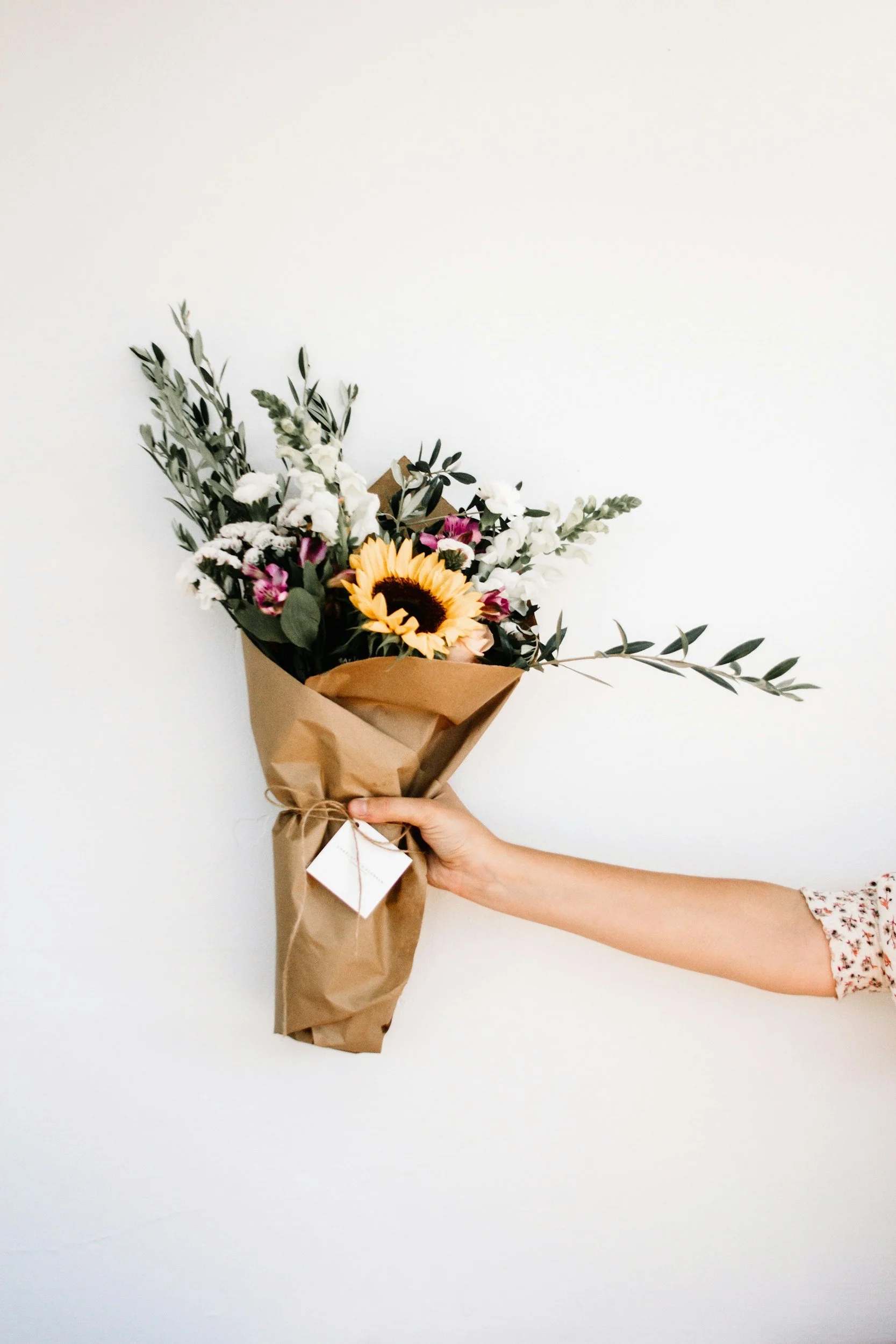 Fresh flowers on a work table